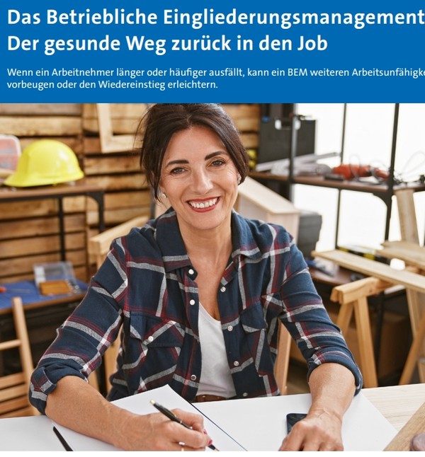 Titelblatt des Flyers: Das Betriebliche Eingliederungsmanagement (BEM)  Der gesunde Weg zurück in den Job