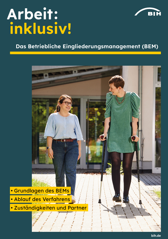 Titelblatt der Broschüre "Das Betriebliche Eingliederungsmanagement (BEM)" von BIH Arbeit:inklusiv!