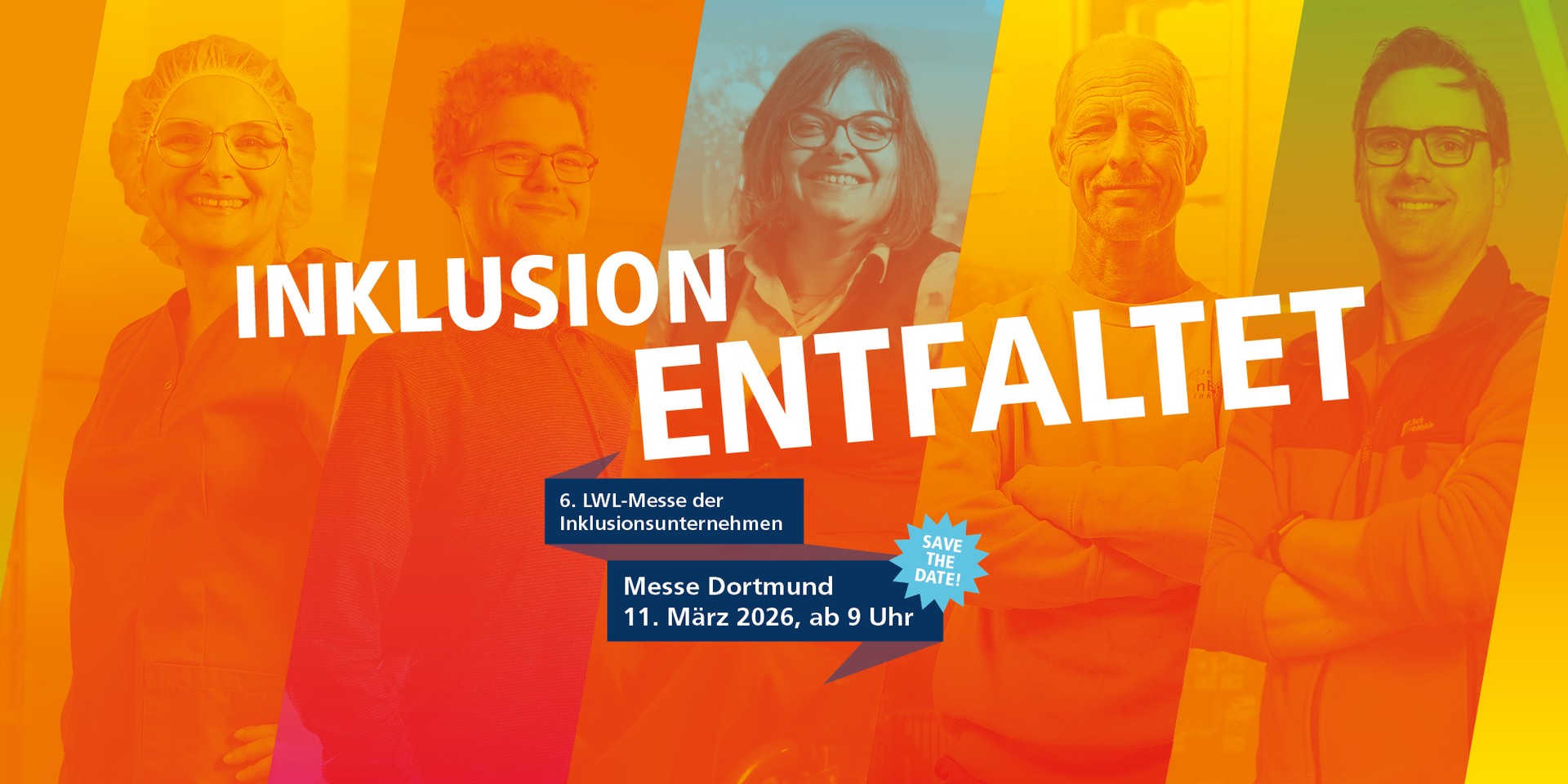 Information zur LWL-Messe der Inklusionsunternehmen in 2026: Am 11.03.2026 ab 9 Uhr in der Messe Dortmund. Der Eintritt ist frei.