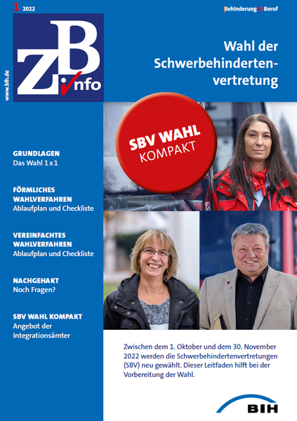 Titelblatt der Broschüre "ZB Info Wahl der Schwerbehindertenvertretung"